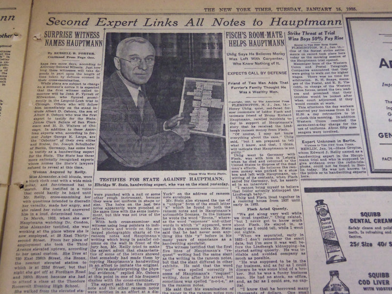 1935 JANUARY 15 NEW YORK TIMES - WOMAN SAW HAUPTMANN WATCH CONDON - NT 1928