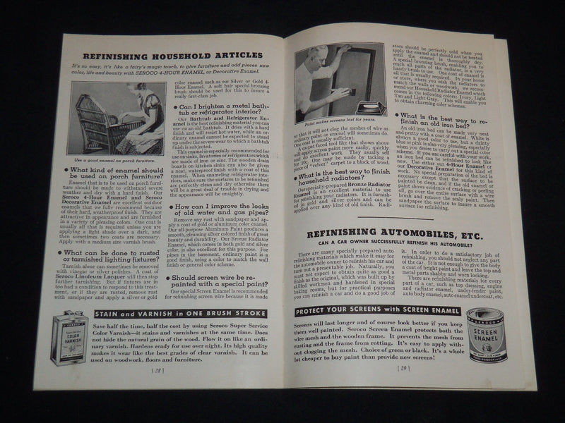 1938 SEARS ROEBUCK & CO. HOW TO PAINT REFERENCE GUIDE - J 9122