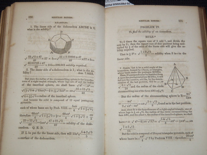 1858 INTRODUCTION TO MENSURATION AND PRACTICAL GEOMETRY BY JAMES RYAN - J 8130