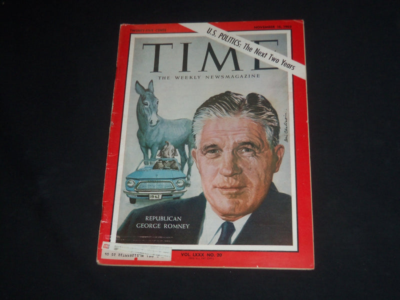 1962 NOVEMBER 16 TIME MAGAZINE - REPUBLICAN GEORGE ROMNEY - T 1874