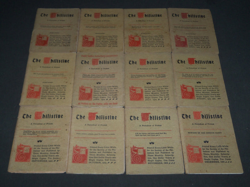1904 THE PHILISTINE MAGAZINE LOT OF 12 ISSUES - BY ELBERT HUBBARD - WR 709F
