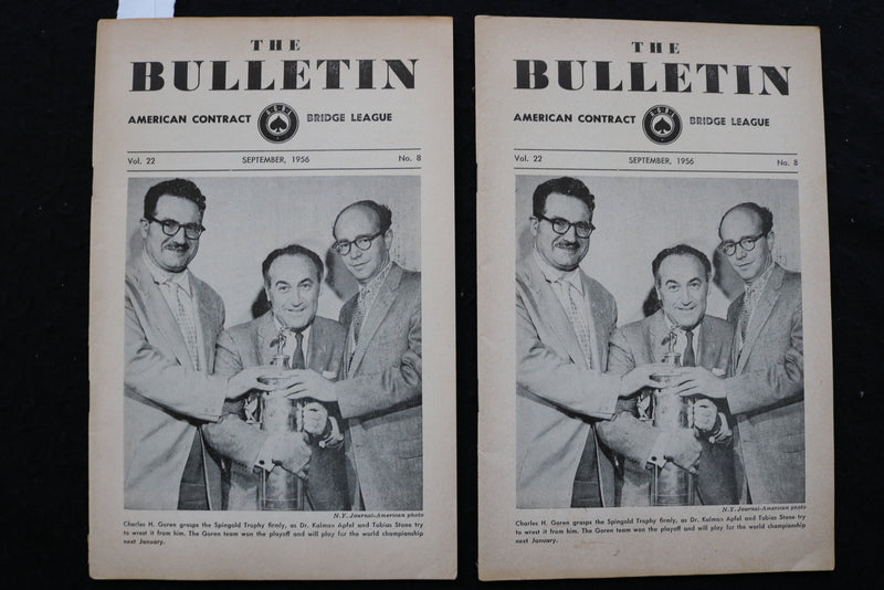 1956 SEP THE BULLETIN - BRIDGE LEAGUE MAGAZINE -CHARLES GOREN -LOT OF 2 - K 2376