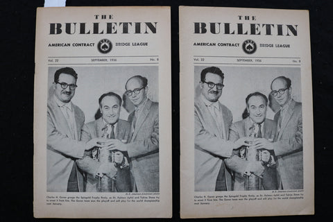 1956 SEP THE BULLETIN - BRIDGE LEAGUE MAGAZINE -CHARLES GOREN -LOT OF 2 - K 2376
