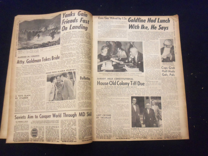 1958 JULY 16 BOSTON DAILY RECORD NEWSPAPER - U.S. ALERT AROUND WORLD - NP 6357