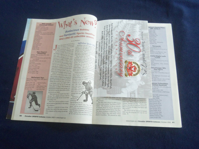 2002 OCTOBER CANADIAN SPORTS COLLECTORS MAGAZINE - JOSE THEODORE COVER - F 253H