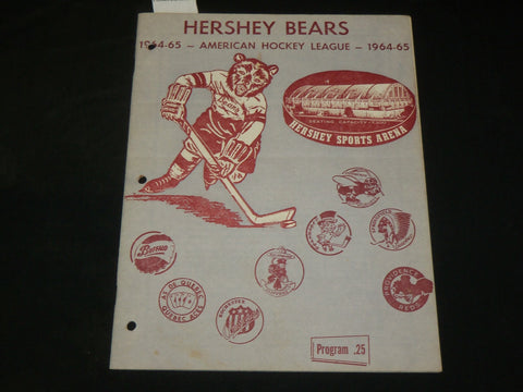 1964 NOV 7 BALTIMORE CLIPPERS - HERSHEY BEARS HOCKEY PROGRAM - RATELLE - J 6084