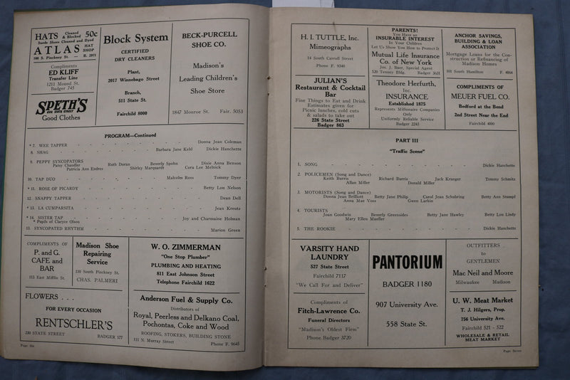 1939 LEO KEHL DANCERS PRESENT TALK OF THE TOWN PROGRAM - WISCONSIN - K 3225