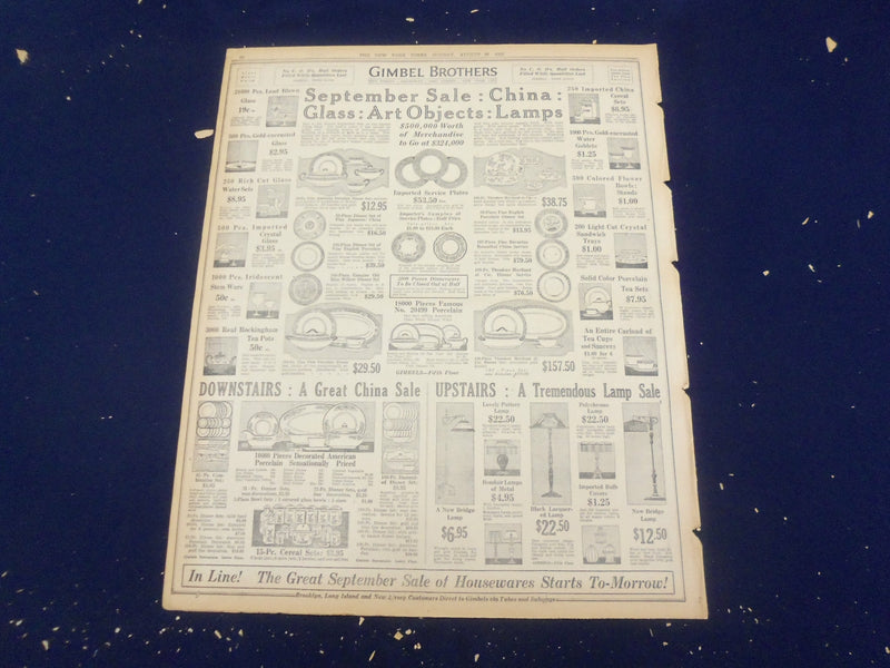1922 AUGUST 27 NEW YORK TIMES - FORD SHORT OF COAL, TO CLOSE PLANTS - NT 8382