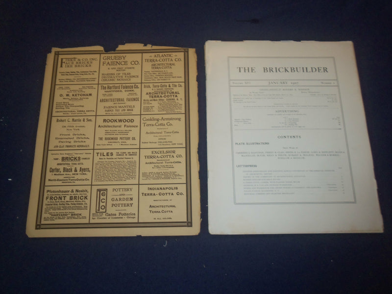 1907 JANUARY THE BRICKBUILDER MAGAZINE - AN ARCHITECTURAL MONTHLY - ST 528O