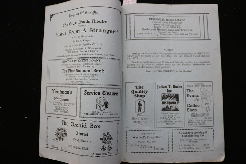 1946 CROSS ROADS THEATRE PROGRAM - TENTH ANNIVERSARY SEASON - LOT OF 2 - K 2458