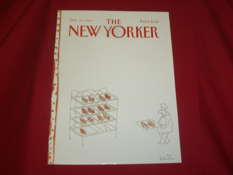 1986 DECEMBER 15 NEW YORKER MAGAZINE FRONT COVER ONLY - GREAT ART FOR FRAMING