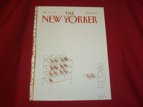 1986 DECEMBER 15 NEW YORKER MAGAZINE FRONT COVER ONLY - GREAT ART FOR FRAMING