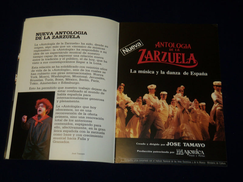 1988 ANTOLOGIA DE LA ZARZUELA BY JOSE TAMAYO PROGRAM - NICE PHOTOS - J 5117