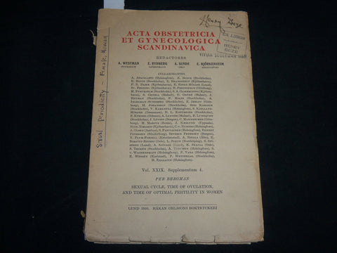 1950 ACTA OBSTETRICIA ET GYNECOLOGICA SCANDINAVICA SOFTCOVER BOOK - J 6796