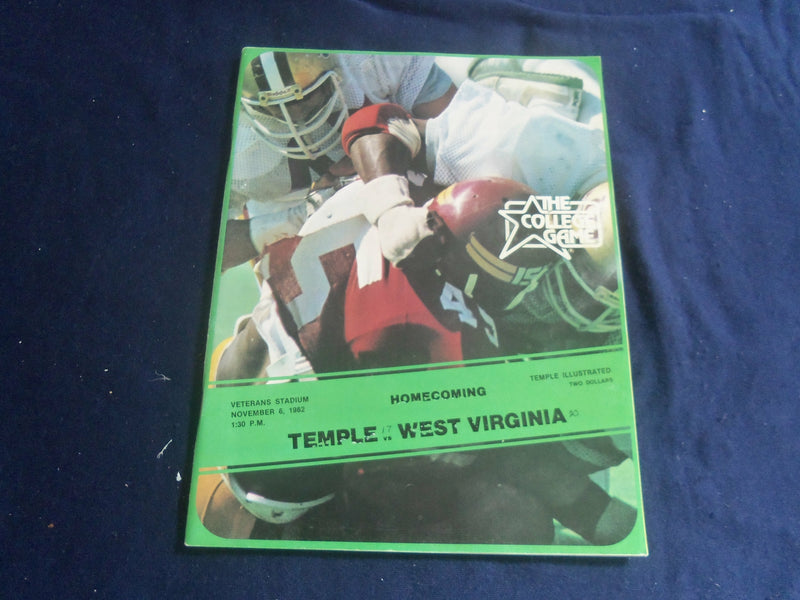 1982 NOVEMBER 6 FOOTBALL PROGRAM - TEMPLE UNIV VS WEST VIRGINIA UNIV - SP 1218L
