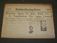 1953 DEC 21 TRENTON EVENING TIMES - RUSSIANS & U.S. FOR ATOMIC CONTROL- NP 3226