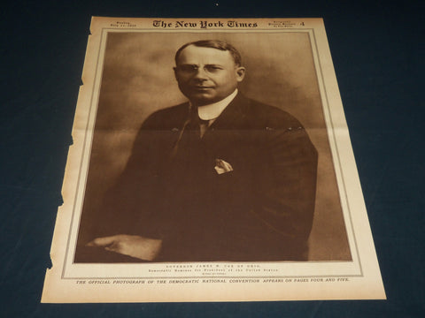 1920 JULY 11 NEW YORK TIMES PICTURE SECTION NO. 4 - GOVERNOR COX - NT 8766