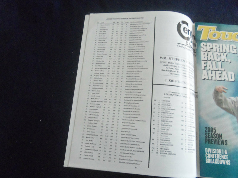 2005 SEP 3 FOOTBALL PROGRAM - CATAWBA COLLEGE VS LIVINGSTONE COLLEGE - SP 1217L