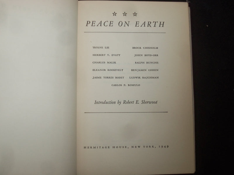 1949 PEACE ON EARTH HARDCOVER BOOK BY ROBERT SHERWOOD - 1ST EDITION - KD 9293