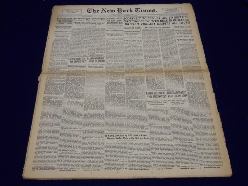 1940 DECEMBER 27 NEW YORK TIMES - NAZI TROOPS TIGHTEN RULE IN RUMANIA - NT 322