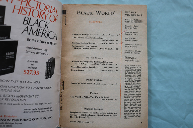 1975 MAY BLACK WORLD MAGAZINE - SOUTHERN AFRICAN DETENTE- K 3370