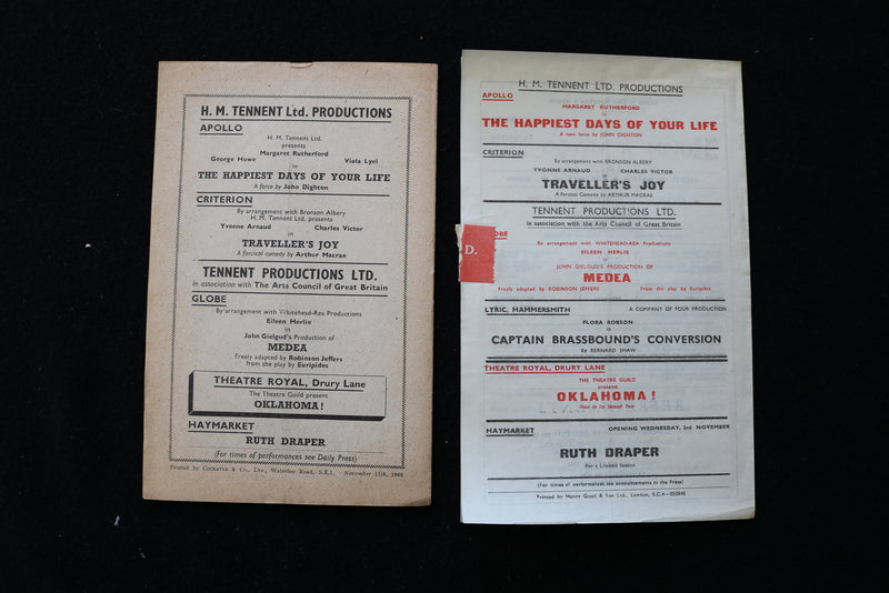 1948 COMEDY THEATRE PROGRAMS - LOT OF 2 - LONDON - K 1897