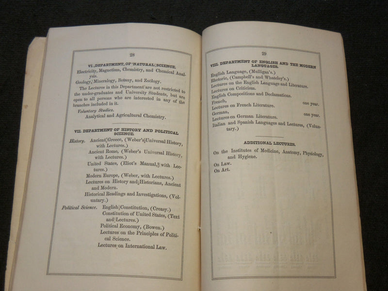 1859 CALENDAR OF TRINITY COLLEGE - HARTFORD, CONNECTICUT BOOK - J 6182