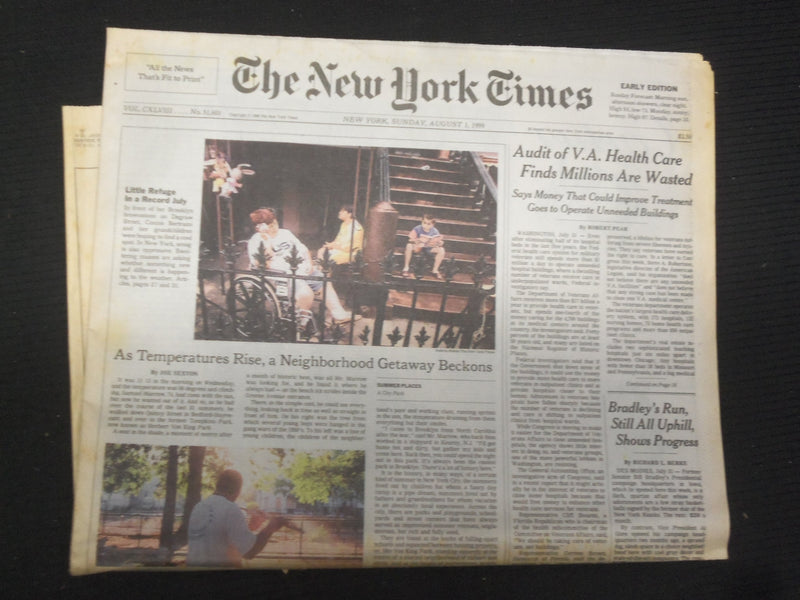 1999 AUG 1 NEW YORK TIMES NEWSPAPER -V.A. HEALTH CARE WASTED MILLIONS - NP 6987