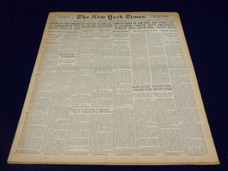 1941 JAN 28 NEW YORK TIMES - WILLKIE SEES CHURCHILL, TOURS RUINS - NT 1307