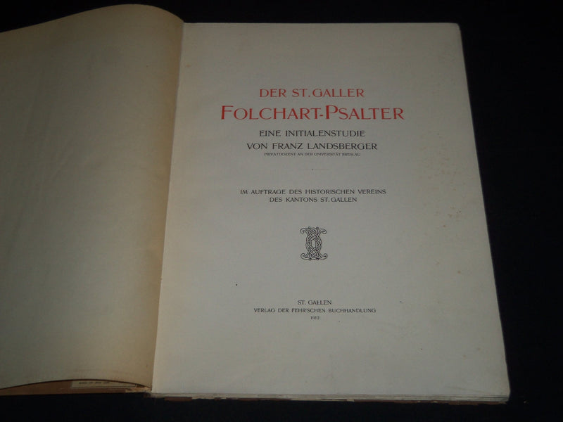 1912 DER FOLCHART PSALTER EINE INITIALEN STUDIE VOLUME FRANZ LANDSBERGER - Z 99