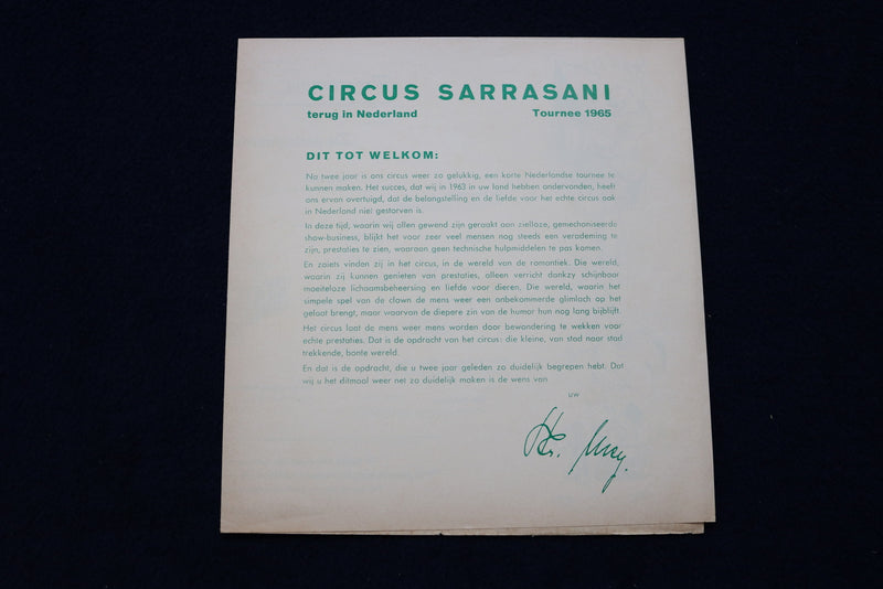 1965 CIRCUS SARRASANI PROGRAM - SOFTCOVER - DUTCH TEXT - K 498