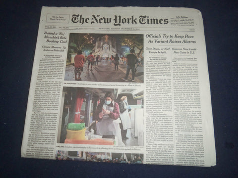 2021 DECEMBER 21 NEW YORK TIMES - OFFICIALS TRY TO KEEP PACE AS VARIANT ALARMS