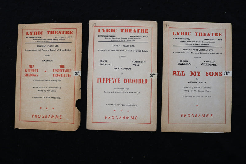 1947-1949 LYRIC & ALDWYCH THEATRE PROGRAMS - LOT OF 10 - K 1867