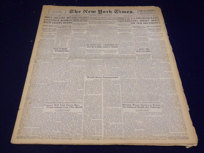 1948 FEBRUARY 10 NEW YORK TIMES - U. S. FINANCED NAZIS SAY SOVIET - NT 3535