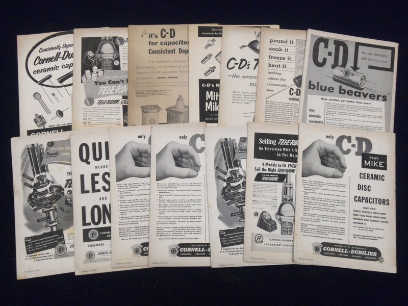 1950-1954 THE CAPACITOR CORNELL DUBILIER MAGAZINE LOT OF 14 ISSUES - O 2182