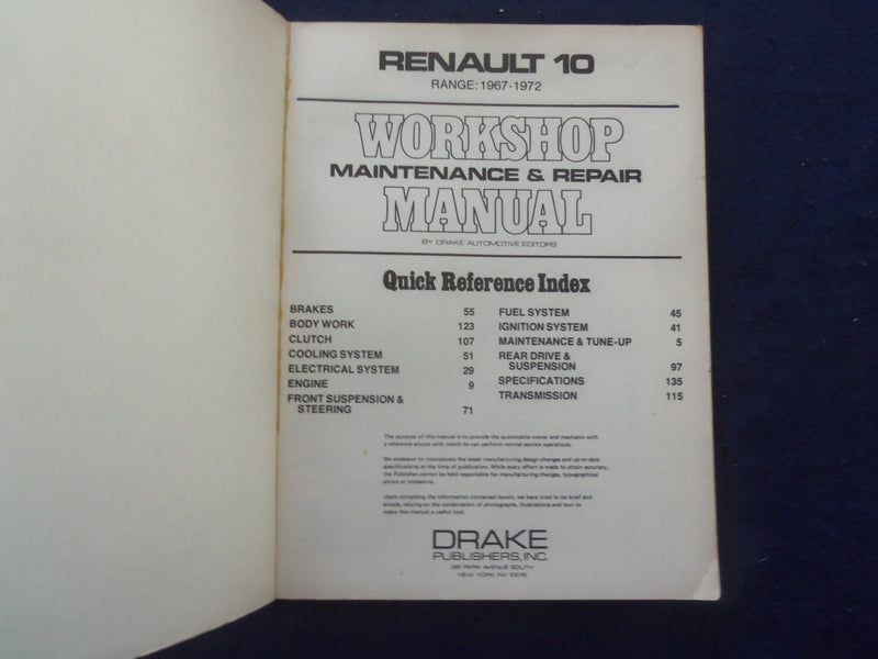 1973 RENAULT 10 1967-72 & SAAB 99E 1968-72 SOFTCOVER MANUALS -LOT OF 2 - KD 8200