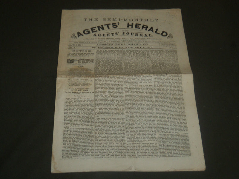 1880 JANUARY 1 THE AGENTS' HERALD NEWSPAPER - PHILADELPHIA - NICE ADS - NP 4250