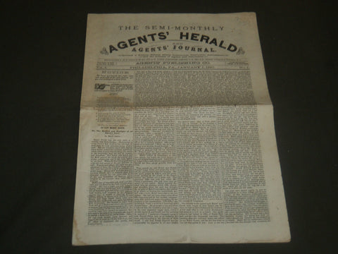 1880 JANUARY 1 THE AGENTS' HERALD NEWSPAPER - PHILADELPHIA - NICE ADS - NP 4250