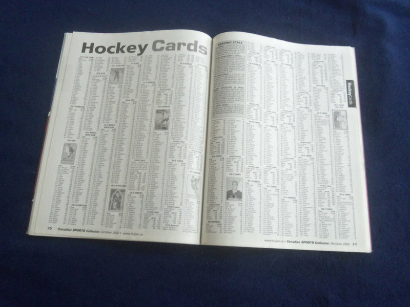 2002 OCTOBER CANADIAN SPORTS COLLECTORS MAGAZINE - JOSE THEODORE COVER - F 253H