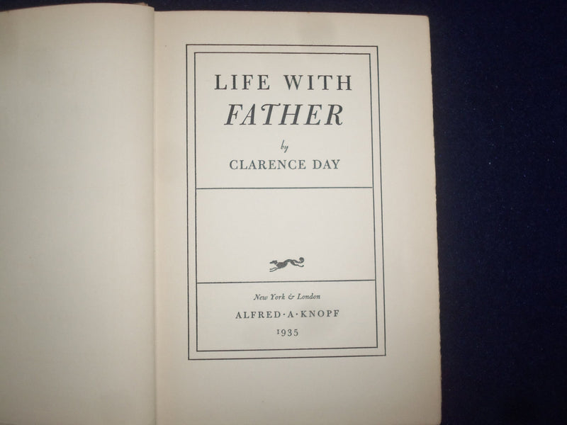 1935 LIFE WITH FATHER HARDCOVER BOOK BY CLARENCE DAY - 1ST EDITION - KD 9187