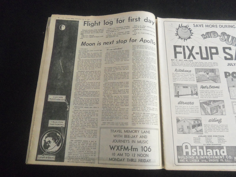 1969 JULY 16 CHICAGO AMERICAN TODAY NEWSPAPER- ASTRONAUTS OFF TO MOON! - NP 5842