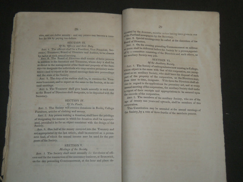 1826 BOWDOIN COLLEGE ADDRESS BOOK BY SAMUEL P. NEWMAN - PORTLAND - J 4742