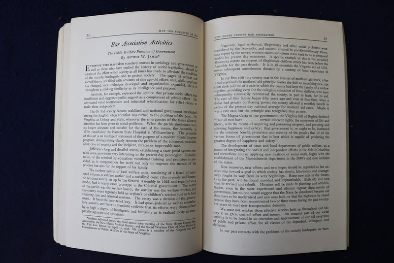 1938 MAY NEW HAVEN COUNTY BAR ASSOCIATION BULLETIN SOFTCOVER BOOK - K 964