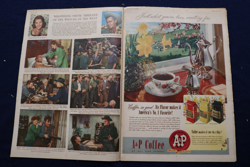 1949 MARCH 13 CHICAGO TRIBUNE MAGAZINE - VIRGINIA HASKINS COVER - E 22856