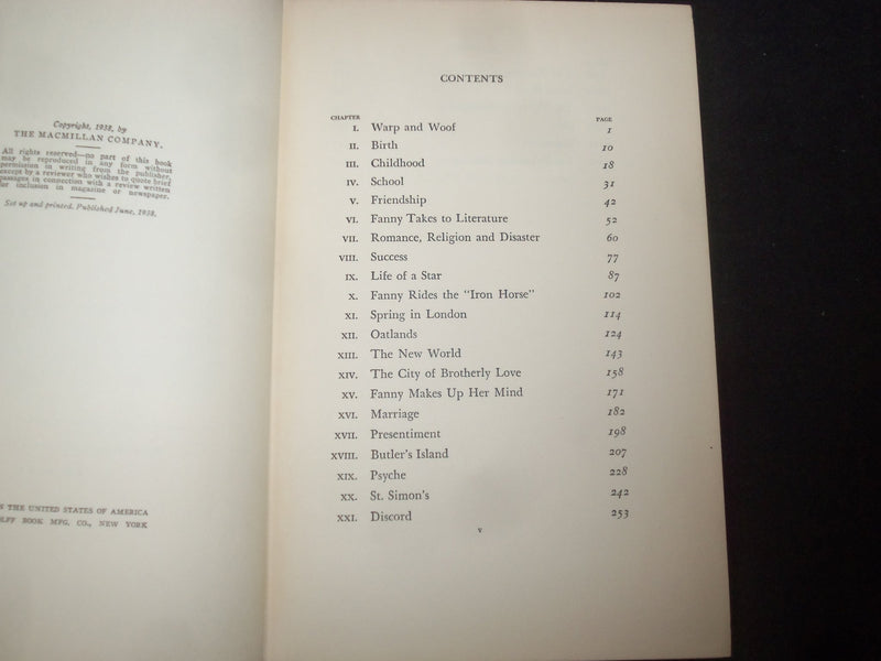 1938 FANNY KEMBLE A PASSIONATE VICTORIAN HARDCOVER BOOK BY M. ARMSTRONG- KD 9288