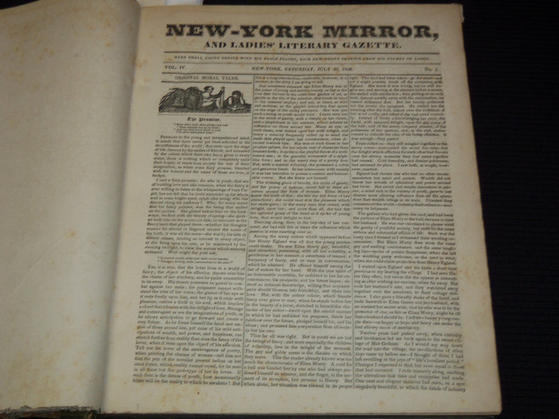 1826-1827 NEW YORK MIRROR AND LADIES GAZETTE BOUND VOLUME NO. 4 - KD 4675N