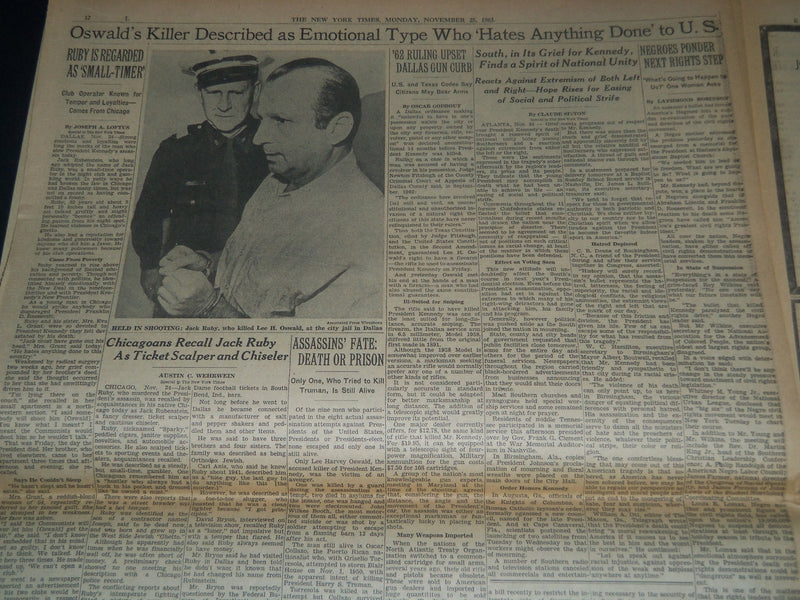 1963 NOV 25 NEW YORK TIMES - PRESIDENT'S ASSASSIN SHOT TO DEATH - NP 3561
