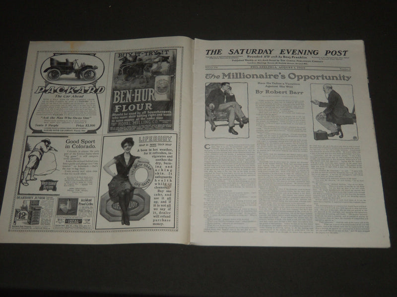 1903 AUGUST 1 THE SATURDAY EVENING POST MAGAZINE - ILLUSTRATED COVER - SP 698
