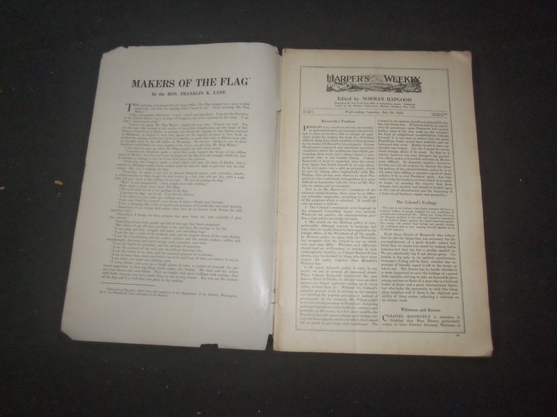 1914 JULY 18 HARPER'S WEEKLY MAGAZINE - THE ANTI-PAPAL PANIC - SP 1520A