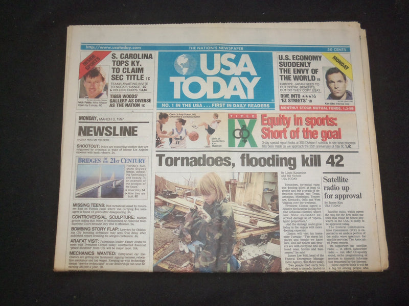 1997 MARCH 3 USA TODAY NEWSPAPER - TORNADOES, FLOODING KILL 41 - NP 7853